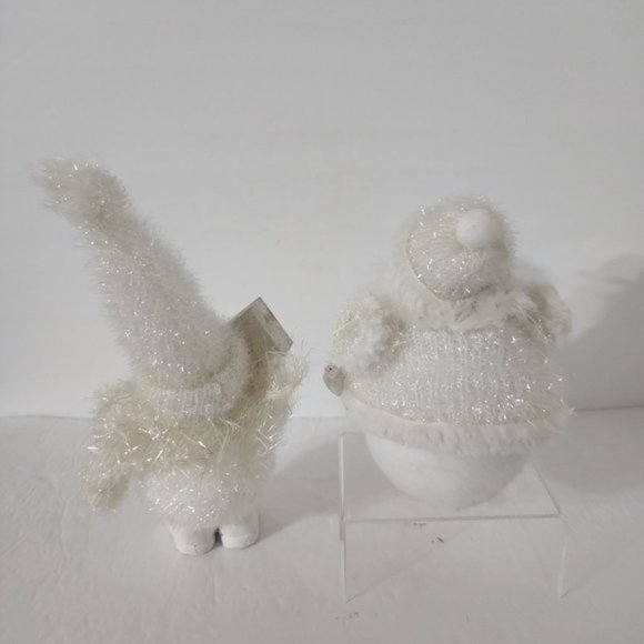 Glittery White Snowman Bundle Of 2 White Glittery Snowman Christmas Décor - Picture 3 of 4